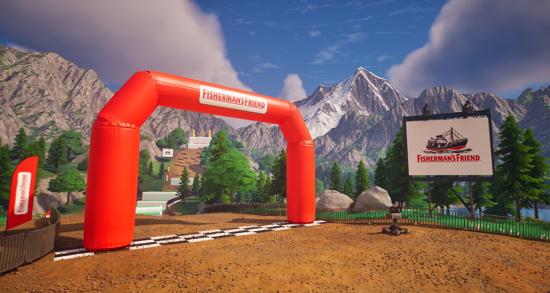 Fisherman's Friend Ballon und Banner im Videospiel Fortnite.