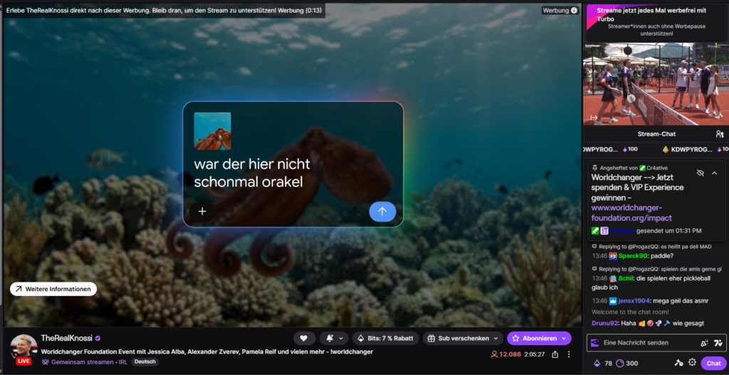 Das Bild zeigt eine Variante im Advertising. Hier läuft ein Werbespot vor dem Betreten eines Twitch Streams.
